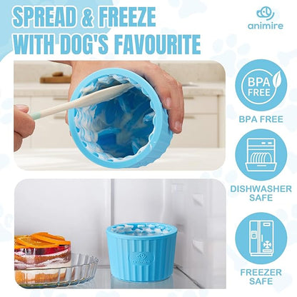 Dog Lick Bowl, Anxiety Relief Dog Licking Mat Freezer Treat Dispenser, Non-Slip Anti-Choking Silicone Slow Feeder Lick Bowl for Small Medium & Large Breed Dogs, BPA Free(Light Blue,S)