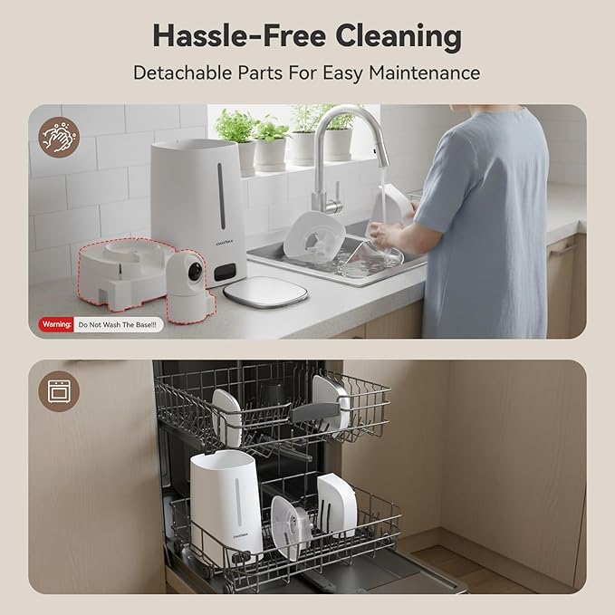 Automatic Cat Dog Feeder 4L with Camera, 1080P HD Video with Night Vision, Removable Camera, 2.4G/5G WiFi Smart Pet Food Dispenser with AI Function(Sub Required), 2-Way Audio, Tuya APP