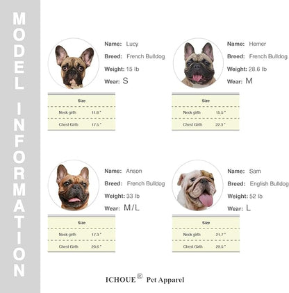 iChoue French Bulldog Vest Harness and Leash Set Adjustable No Pull Soft Padded with Locked Buckle for Frenchie Pug English Boston Terrier Dogs, Coffee Bean, Small