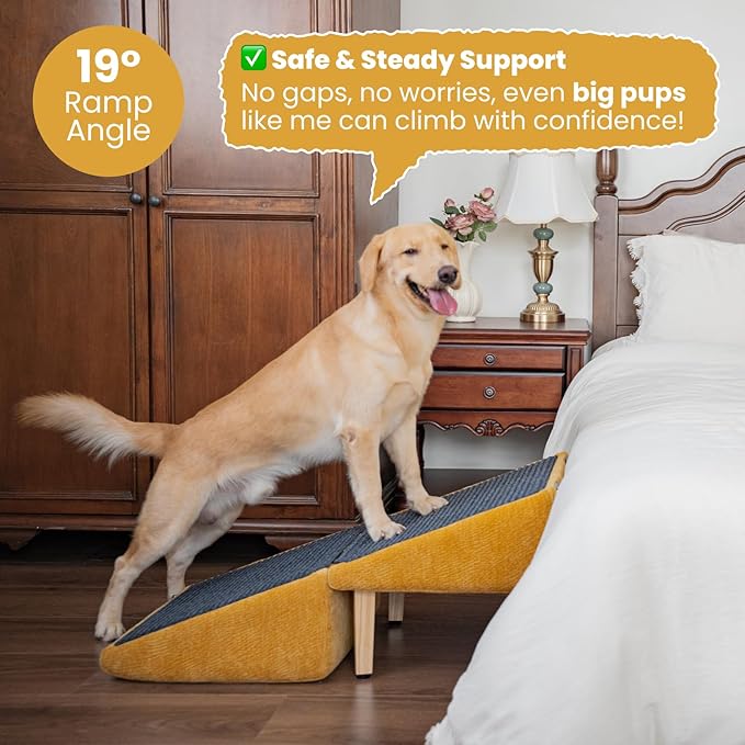 3-in-1 Dog Ramp 18.9"×17.7"×18.9" with Storage – Pet Stairs for Senior & Injured Dogs & Cats, Hidden Storage Footstool, Ottoman Anti-Slip, Supports 220 lbs for Beds & Sofas