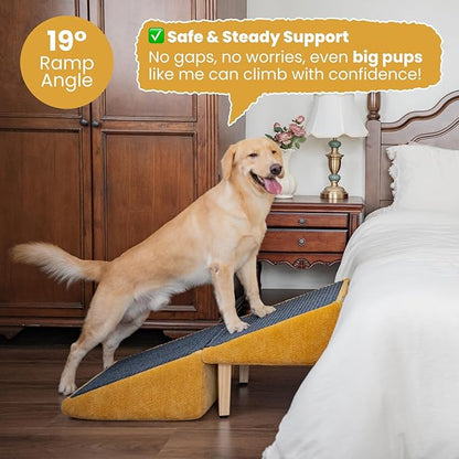 3-in-1 Dog Ramp 18.9"×17.7"×18.9" with Storage – Pet Stairs for Senior & Injured Dogs & Cats, Hidden Storage Footstool, Ottoman Anti-Slip, Supports 220 lbs for Beds & Sofas