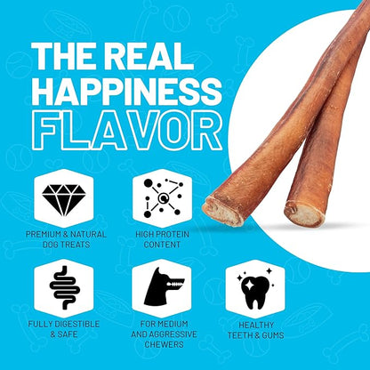 Sitka Farms Bully Sticks XL 12 inch - 12 Count - Long Lasting Dental Dog Treats for All Dogs and Puppies - Single Ingredient Bully Sticks for All Chewers - No Bones or Hide