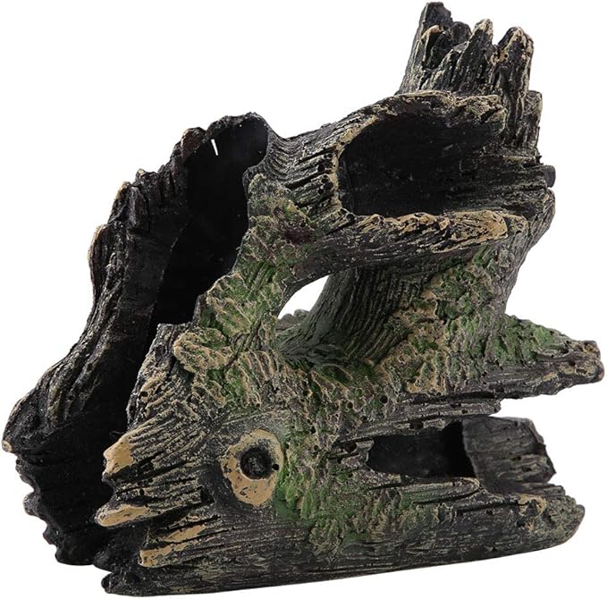 Tyenaza Trunk Aquarium, Aquarium Driftwood Ornaments Resin Wood Trunk Fish Tank Decoration Betta Fish Hideout Caves Decorations for Turtles, Reptiles