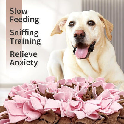 LIVEKEY Pet Snuffle Mat for Dogs, Dog Feeding Mat, Nosework Training Mats for Foraging Instinct Interactive Puzzle Toys (Brown&Pink)