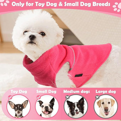 Dog Sweaters for Small Dogs Girl Fleece Vest Dog Sweater with Leash Hole Warm Pullover Puppy Jacket Small Doggy Sweater Female Winter Doggie Clothes Pink Teacup Puppy Outfit, M, Rose