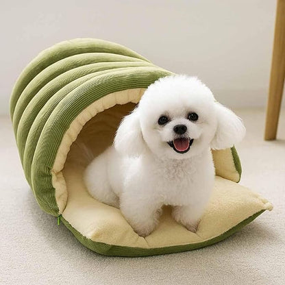 Cat Bed, Cat Beds for Indoor Cats, Cat Cave Bed Cat Tent with Removable Cushion, Warm Cave Nest Sleeping Bed Puppy House for Cats Small Dogs (Green, L)