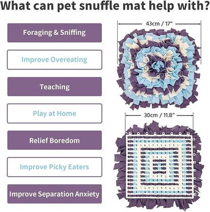 LIVEKEY Pet Snuffle Mat for Dogs, Dog Feeding Mat, Nosework Training Mats for Foraging Instinct Interactive Puzzle Toys (Violet&SkyBlue&White)