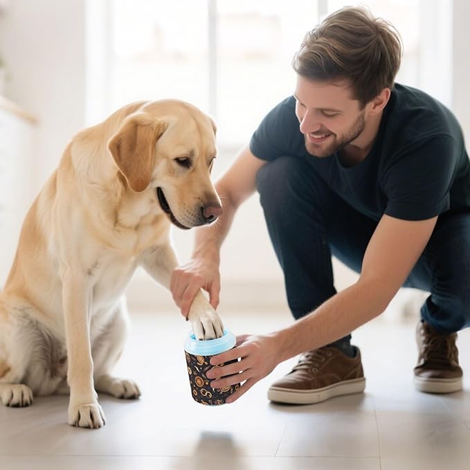 Dog Paw Cleaner Cups for Dogs Pets Foot Washer Paw Scrubber for Medium Small Cats Dogs Cleaning Cup Sea Turtles Dot Painting
