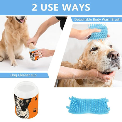 Dog Paw Cleaner Mudbuster Dog Foot Washer for Small Medium Large Dogs Cats Premium Pet Supplies Orange Dogs Dog Treats Paw Prints