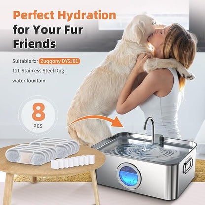 16 Pack Dog Fountain Filter Replacement for Zuqqony 12L/3.2Gal Stainless Steel Large Cat Water Fountain, DYSJ01 Dog Water Bowl Dispenser for Large Dogs or Multi-Pet Home