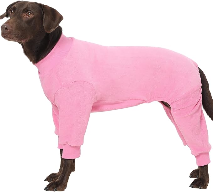 Large Dog Pajamas Winter Fleece Sweaters Soft Onesie for Dogs Girl Cold Weather Pet Jumpsuit Warm Cozy Pjs Jammies for Sleeping Walking, Pink XXXL