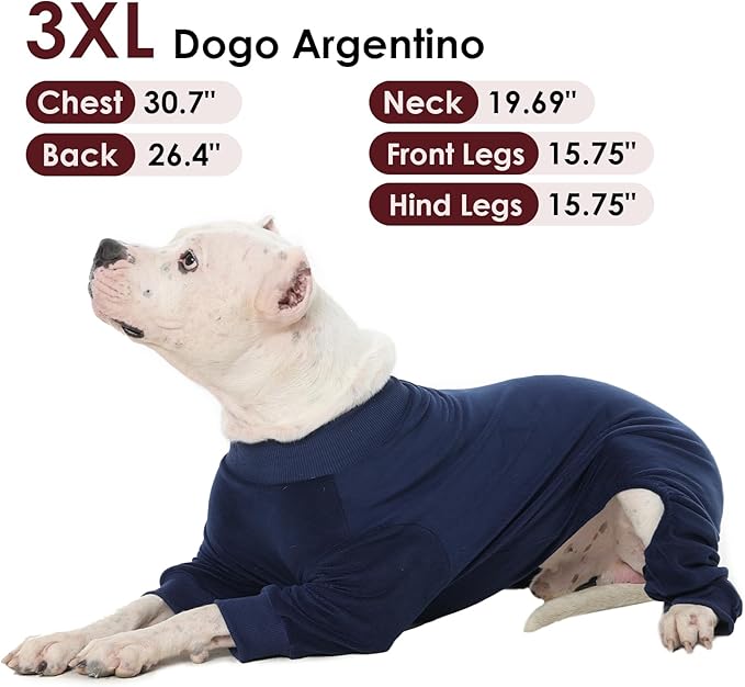 Dog Pajamas for Large Dogs Fleece Sweaters Winter 4 Legs Onesie for Cold Weather Warm Pjs for Dog Pitbull Boy Pet Jumpsuit for Sleeping Walking, Blue XXXL