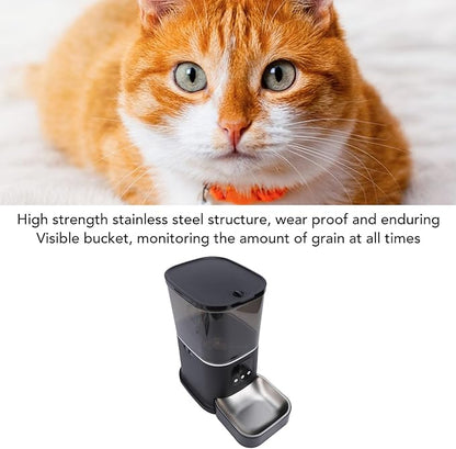 Sorandy Automatic Cat Feeder with Smart App Control, 6L Auto Timed Pet Feeder, Stainless Steel Dual Power Supply Mode Remote Feeding Capability Disassembled Washed for Cats Dogs