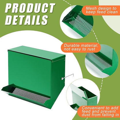 Maxcheck 4 Pcs Rabbit Feeder for Cages Small Animal Food Dispenser with Lid Metal Rabbit Feeders Outside for Guinea Pig(11.8 Inches,Green)