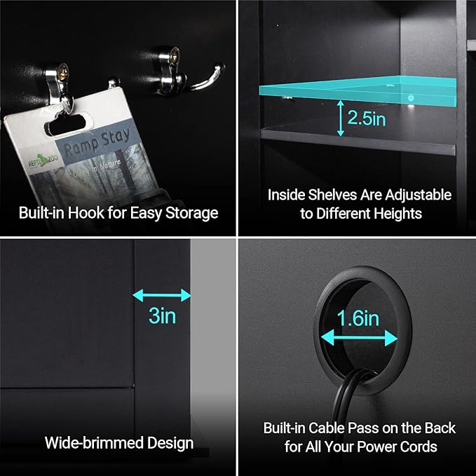 REPTI ZOO Reptile Aquarium Terrarium Wooden Stand and Cabinet with Adjustable Shelf for 48L x 18W inch Amphibian/Fish Sea Salt Water Tank Terrarium(Cabinet Only)