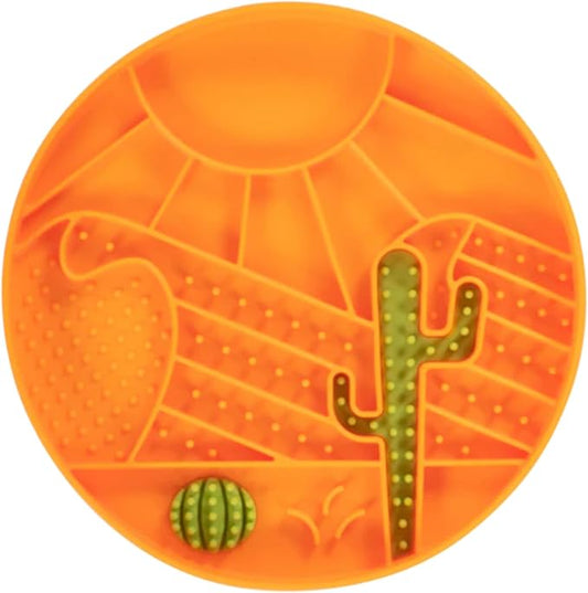 Messy Mutts and Cats Interactive Slow Feeder | Desert Orange - 2 Cup Capacity | 8” Round Silicone Puzzle Slow Feeder for Dogs/Cats | Enrichment Food Dish for Slow Eating, Bloating