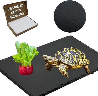 2 Pack Reptile Basking Platform 11.8 × 6" + 4", Reptile Slate, Basking Rock, Slate Tiles Rocks for Reptiles,Terrarium Bowls for Bearded Dragon Tortoise Turtle Ball Python Snake Lizard Gecko