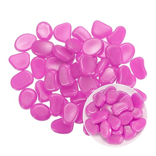 20-Pack Glow in The Dark Rocks, 1.77" Resin Outdoor Garden Decorations Luminous Pebbles Stones for Garden Plants/Aquarium/Backyard Path, Aquarium Gravel [Dark Purple]