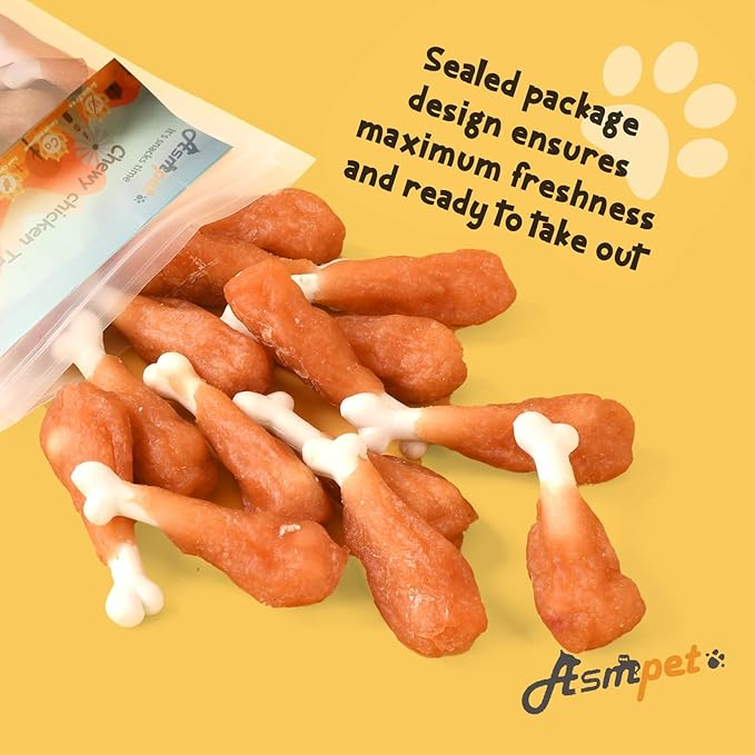 ASMPET Dog Treats Chews Rawhide Free Real Chicken Calcium Bone Snacks, Teeth Clean Breath Fresh Dog Training Treats