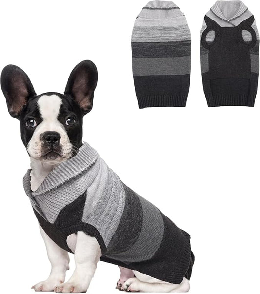 French Bulldog Small Soft Knitted Dog Sweater Puppy Pullover Frenchie Pug English Boston Terrier Bully Pitbull Sweatshirt Clothing Cold Weather Winter Coats(Black,Medium)