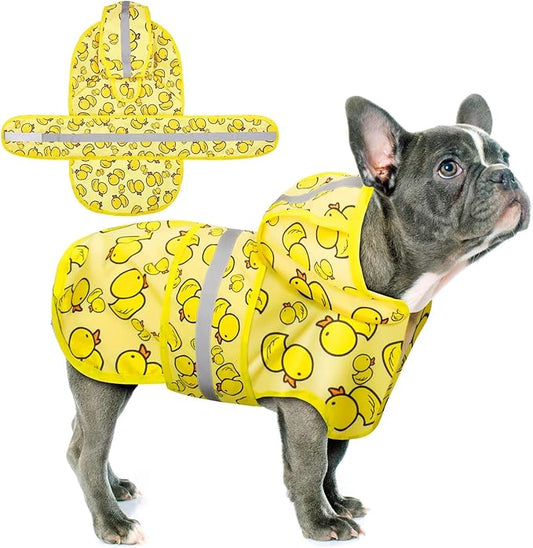 Paiaite Dog Raincoat: Hooded Slicker Poncho, Durable Waterproof Jacket with Reflective Stripes for Safety, Convenient Leash Hole Adjustable Fit, Perfect for Small, Medium Large Dogs Yellow Duck M