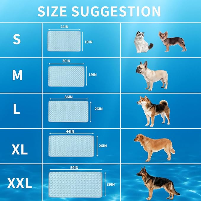 HAOMAIJIA Pet Cooling Mat for Dogs Thick Soft Washable Dog Cooling Mat Indoor Upgrade Waterproof Non-Slip Self Cooling Pad for Dog and Cat (Sky Blue, 39'' x 59'' XX-Large)