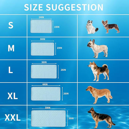 HAOMAIJIA Pet Cooling Mat for Dogs Thick Soft Washable Dog Cooling Mat Indoor Upgrade Waterproof Non-Slip Self Cooling Pad for Dog and Cat (Sky Blue, 39'' x 59'' XX-Large)