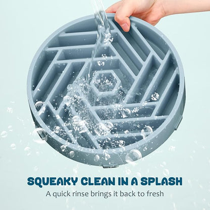 WHIPPY Slow Feeder Dog Bowl, Puzzle Maze Design to Slow Down Eating, 3-Cup Capacity, Anti-Gulping Food Bowl for Medium & Large Dogs,Blue