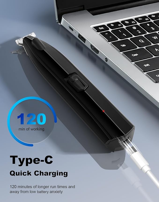 Dog Paw Trimmer for Grooming, Cordless Electric Dog Clippers with LED Light, Rechargeable Low Noise Small Pet Shaver for Trimming Cat's Hair Around Eyes, Faces, Ears, Paws, Rump(Black)