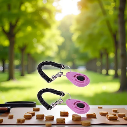 2Pcs ‎Pink Clicker Easy to Use with Button Dog Training Accessories Strong and Long-Lasting, Training and Behavior Aids