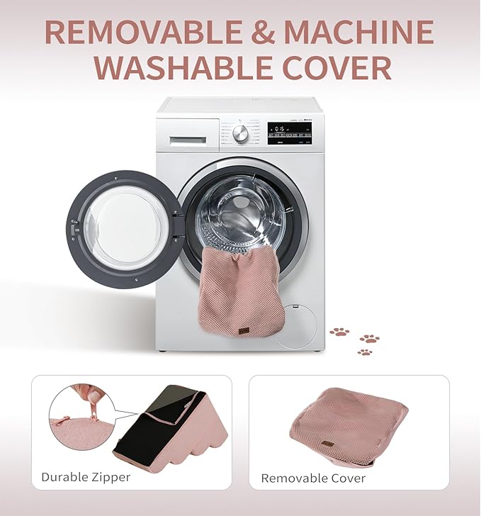 Made4Pets Dog Stairs Ramp for High Bed 22.8" H, 5-Step Pet Stairs for Bed Couch Sofa Climbing, 35D Foam Pet Steps for Small Dogs and Cats, Non-Slip Bottom Dog Steps, Pink