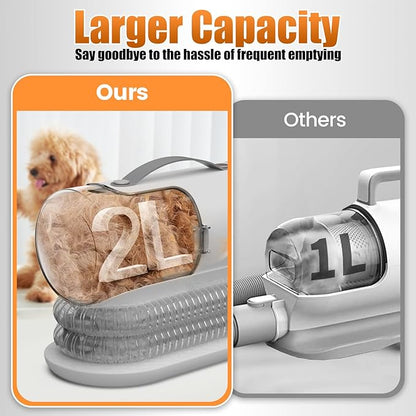 AIRROBO Dog Grooming Vacuum and Kit with Clipper Nail Trimmer Grinder, 12000Pa Pet Vacuum for Shedding Grooming, 2L Large Capacity Dog Hair Vacuum with 8 Pet Grooming Tools, PG100 Plus