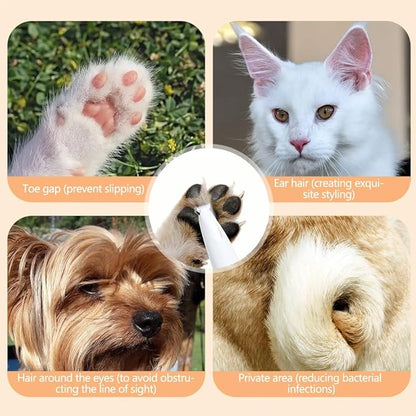 Paw Trimmer, Upgrade Multifunctional Pet Hair Clippers Waterproof Rechargeable Pet Shaver with LED Light, Pet Paw Trimmer for Paws Eyes Ears Face Rump (1PC), White