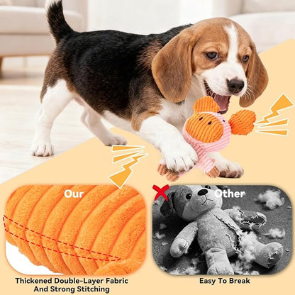 Squeaky Plush Dog Toys: 5 Pack Tough Stuffed Toys - Chew Teething Crinkle Boredom Relief for Puppy Small Medium Large Breed Dogs - Birthday Gift for Pets