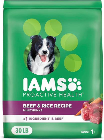 IAMS Proactive Health Adult Dry Dog Food Beef and Rice Recipe, 30 lb. Bag