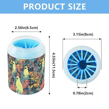 Dog Paw Cleaner Cups for Dogs Pets Foot Washer Paw Scrubber for Medium Small Cats Dogs Cleaning Cup Yellow Pop Art Ghost