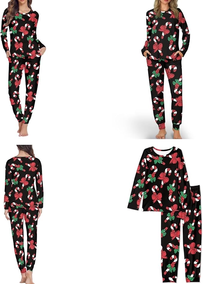 Christmas Family Pajamas Matching Sets with Pockets Dog Costumes for Small Dogs Long Sleeve Sleepwear Plus Size
