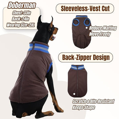 Winter Classic Turtleneck Fleece Vest Dog Sweater, Warm & Soft Puppy Coat for Small Dogs with Back-Zipper, Active-Cut Doggie Vests Sweatshirt, Lightweight Pet Clothes for Chihuahua Poodle(Brown, S)