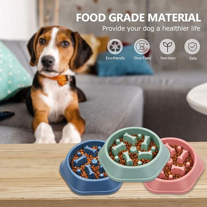UPSKY 2PCS Slow Feeder Dog Bowl Anti-Chocking Slower Feeding Dog Puzzle Bowls, Interactive Bloat Stop Dogs Food Bowl Dishes Non-Slide Lick Treat Bowl for Small Medium Dogs (Blue+Green)