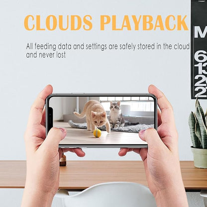 Automatic Cat Feeder with 2K HD Camera, 2.4/5G WiFi 6L Pet Feeder Automatic for Cats & Dogs, Dog Automatic Feeder APP Control, Programmable Cat Food Dispenser with Night Vision,Two-Way Audio (White)