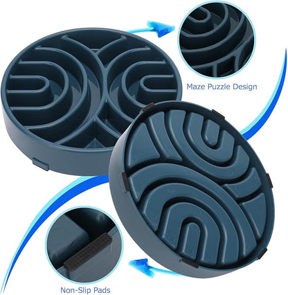 WHIPPY Slow Feeder Dog Bowls Anti-Choking Maze Dog Food Bowl Anti-Slip Interactive Dog Puzzle Feeder Dog Bowl Pet Bowl for Large Medium Dogs,Dark Blue