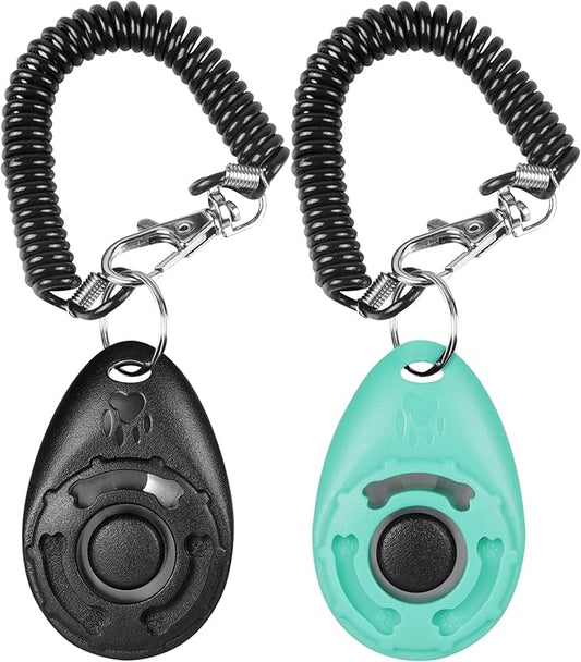 Diyife Dog Clicker for Training, 2 Pack Dog Training Clicker, Clicker Dog Training with Wrist Strap, Pet Training Clicker, Perfect for Dog Cat Puppies Behavioral Training (Black and Water Lake Blue)