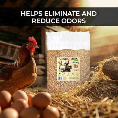 GrubTerra Ultra Premium Hemp Bedding for Chicken Coop Heater 3.2 Cu Ft - Litter Nesting Box Pads, Hamster, Mice, Guinea Pig, Absorbent, Dust-Free, Suitable for Poultry and Small Pets, 100% Natural