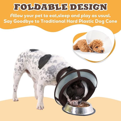 Soft Dog Cone for Dogs After Surgery,Foldable Dog's Cone Collar,Adjustable E Collar Alternative to Stop Licking,Pet Cones for Dog,Doggy Surgery Collar,Dogs Recovery Collars & Cones,Brown,XL