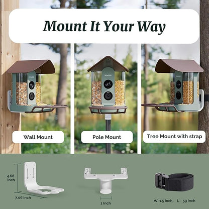 Beako™ Smart Bird Feeder with Camera, Lifetime AI Feature Included, Solar Panel - 4K Video Live Stream, 8MP Photos, Bird Species AI Identified, Bird Notification, Easy Setup, No Subscription Required