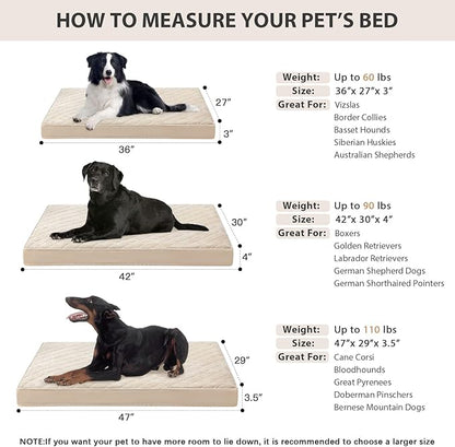 WNPETHOME Orthopedic XL Dog Beds Large Sized Dog, Waterproof Extra Large Dogs Bed with Removable Washable Cover, Multi-Needle Quilting Dogs Crate Bed