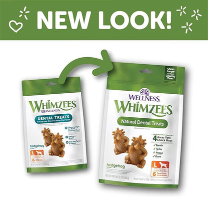 Wellness WHIMZEES Hedgehog Dog Dental Treats, Natural Chews, Large Size, (6 Count)