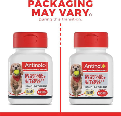 Antinol Plus, Mobility, Hip, and Joint Supplement for Dogs, Green-Lipped Mussels and Krill Oil - Dog Joint Supplement, Better and Faster Than Glucosamine and Chondroitin, 180 Soft Gels