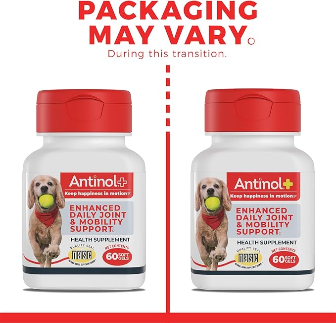 Antinol Plus, Mobility, Hip, and Joint Supplement for Dogs, Green-Lipped Mussels and Krill Oil - Dog Joint Supplement, Better and Faster Than Glucosamine and Chondroitin, 150 Soft Gels