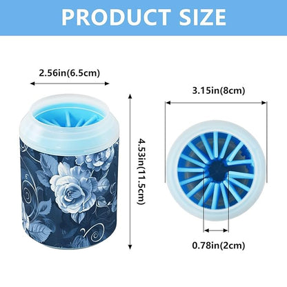 Dog Paw Cleaner Mudbuster Dog Foot Washer for Small Medium Large Dogs Cats Premium Pet Supplies Navy Blue Elegant Roses and Butterflies